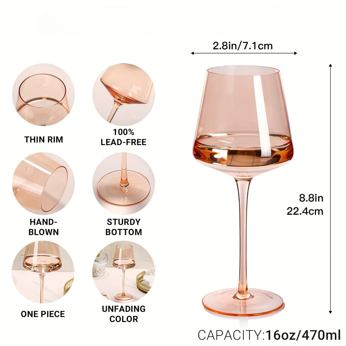 PrismGlow – Set van 6 Premium Gekleurde Wijnglazen met Handgeblazen Kristal
