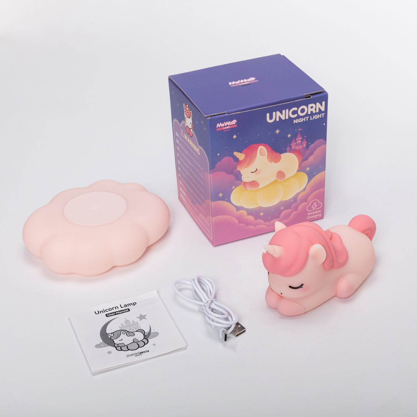 Eenhoorn Cloud Draadloze Oplading 2 IN 1 Siliconen Knijp Nachtlamp Perfect Cadeau