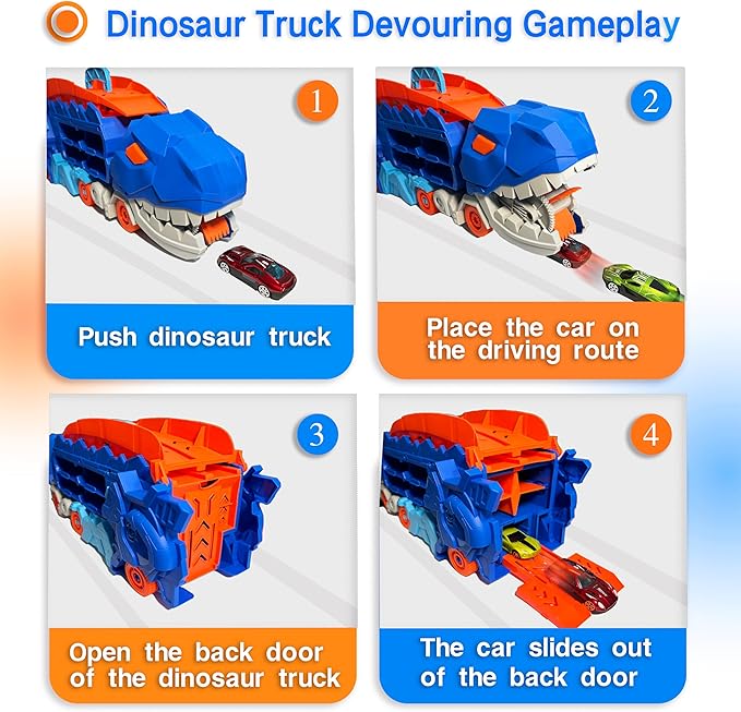 Vouwbare Dinosaurussen Transportauto Set - 2 Die-Cast Auto's voor Competitief Spel & Gemakkelijke Opslag