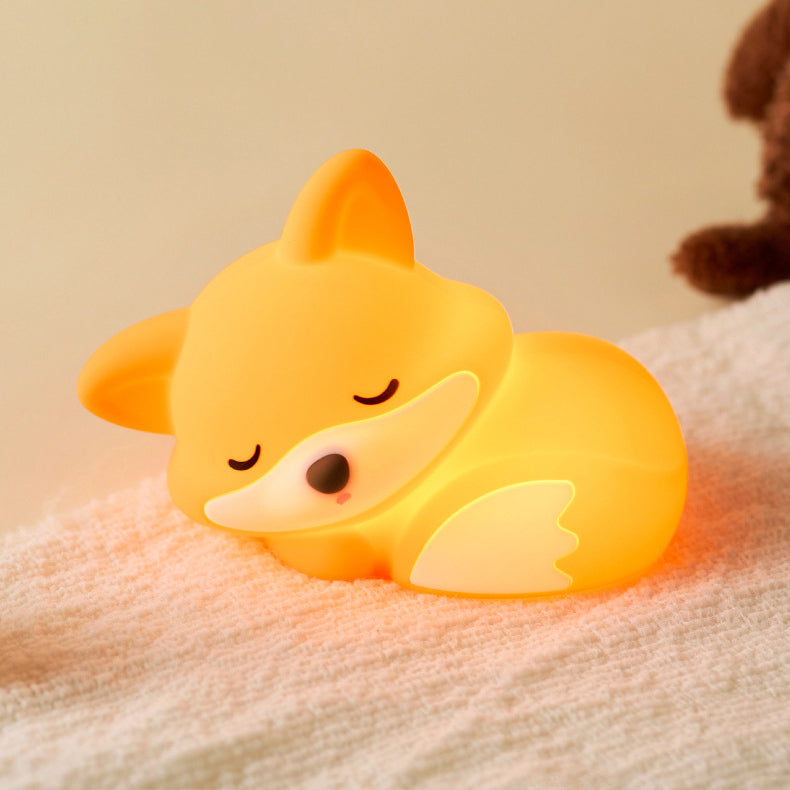 Vos Nachtlampje met Krullende Staart Silicone Squishy Dierontwerp Lamp Perfect Cadeau