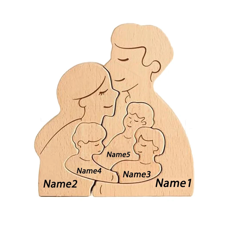 Wood Family Hug Puzzel