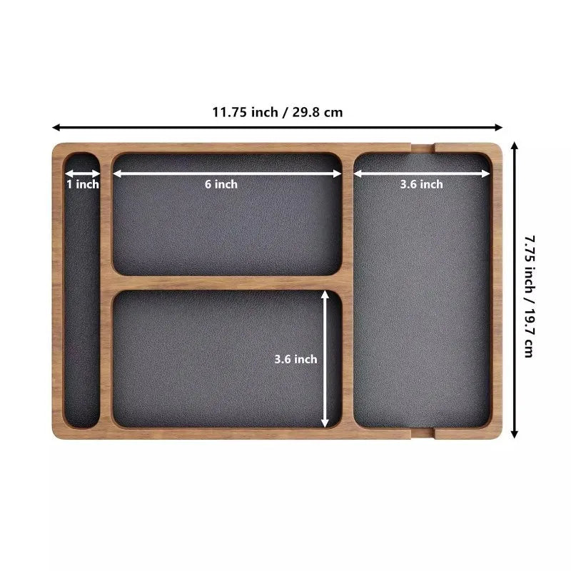 Houten Bureau Organizer Tray - Massief Houten Valet Organizer