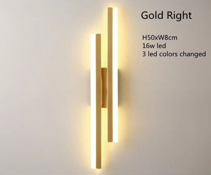 Minimalistische Noordse Lineaire LED Wandlamp – Drie Kleuren Dimbaar