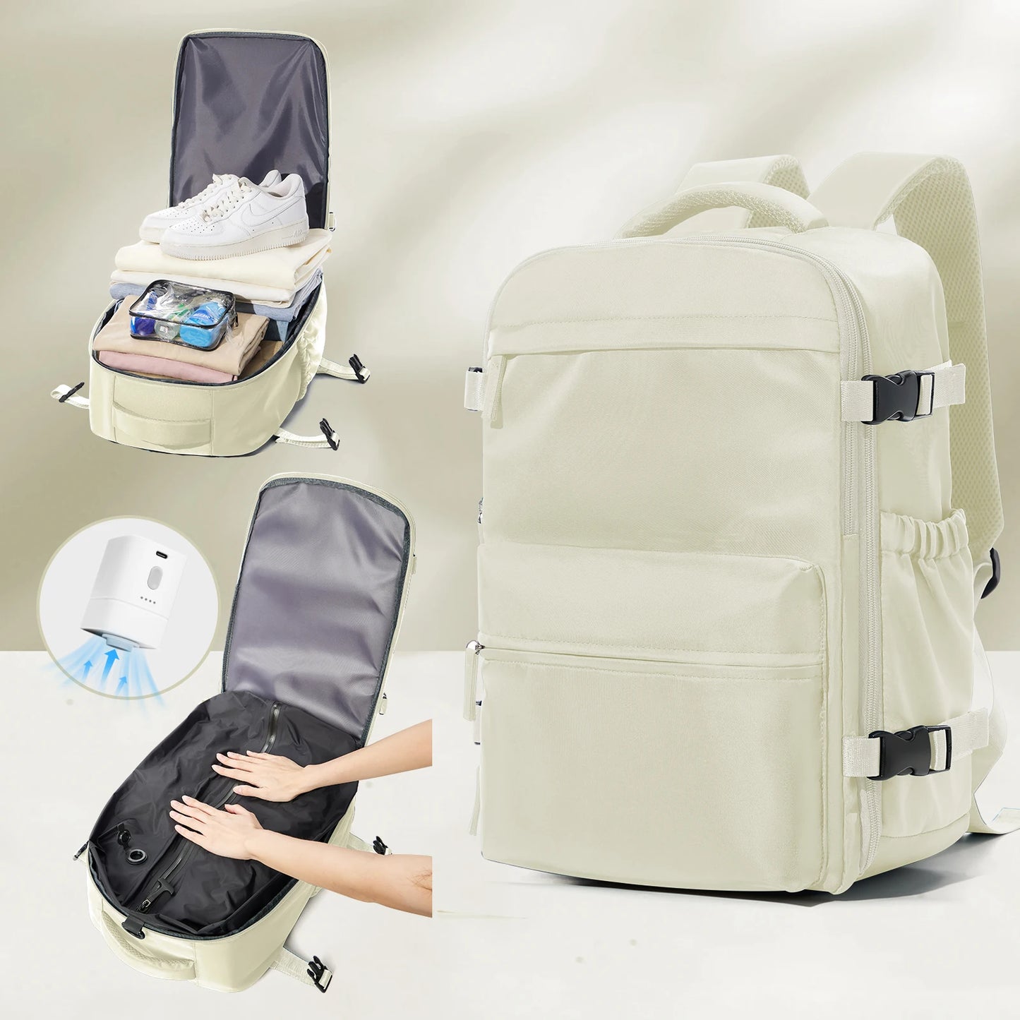 Vacuüm Compressie Rugzak - Uitbreidbare 15,6" Laptop Reistas