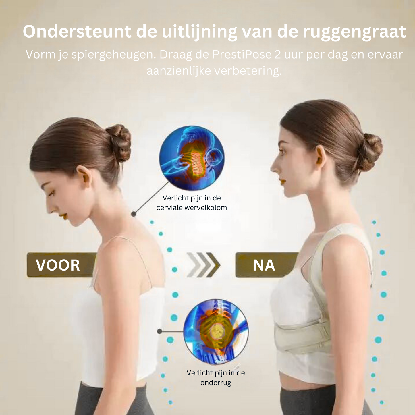 PrestiPose | Onzichtbare houdingscorrector voor een perfecte, pijnvrije houding