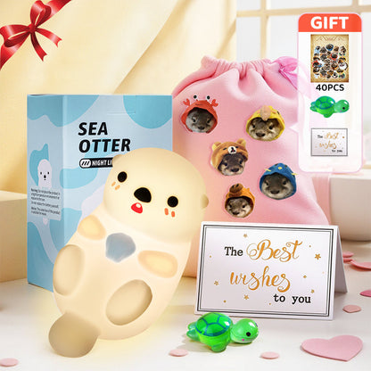 Otter Squishy Silicon LED Nachtlamp Limited - Tap Lamp, Beste Cadeau voor Kinderen en Meisjes