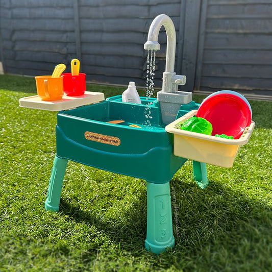 Interactieve Kindersink Speelset met Circulerende Waterkraan en 19 Accessoires voor Rollenspelplezier