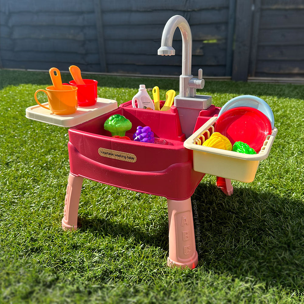 Interactieve Kindersink Speelset met Circulerende Waterkraan en 19 Accessoires voor Rollenspelplezier