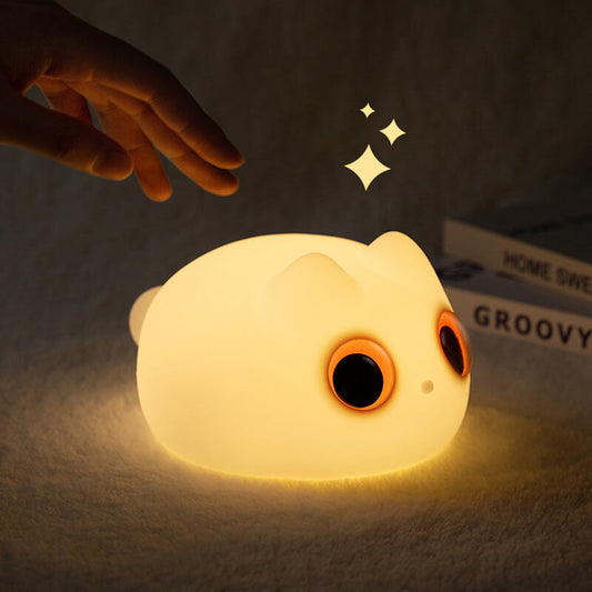 Oranje Kat LED Squishy Tap Tap Nachtlamp
