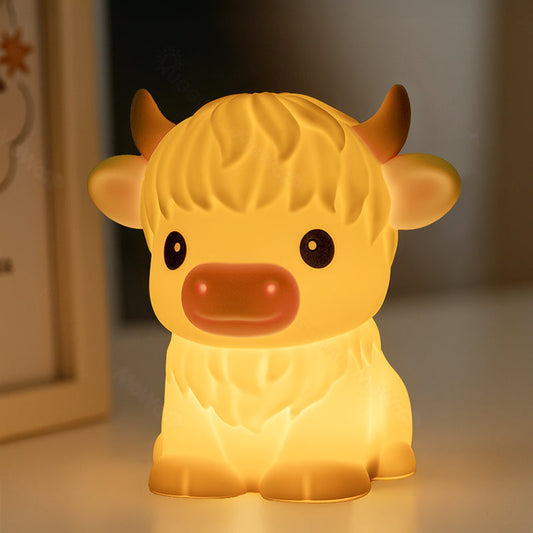 Hoogland Koe Silicone Squishy LED Nachtlamp - Perfect Cadeau voor Kinderen en Meisjes