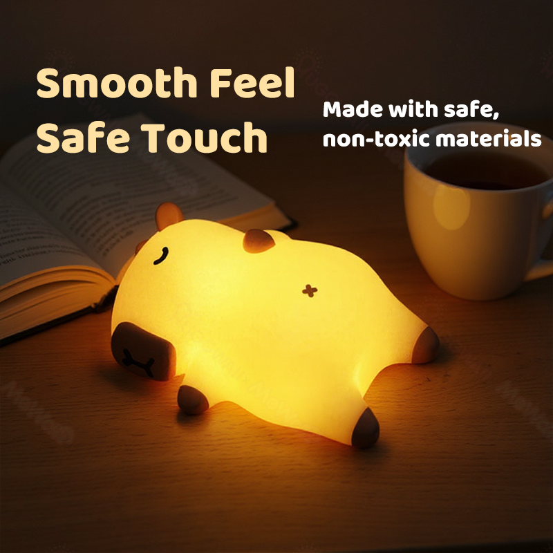 Slaapende Capybara Ademende Squishy Siliconen Compaan Geluid LED Nachtlamp Perfect Cadeau