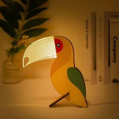Noordse Houten Dier LED Tafellamp Sculpturaal Ontwerp