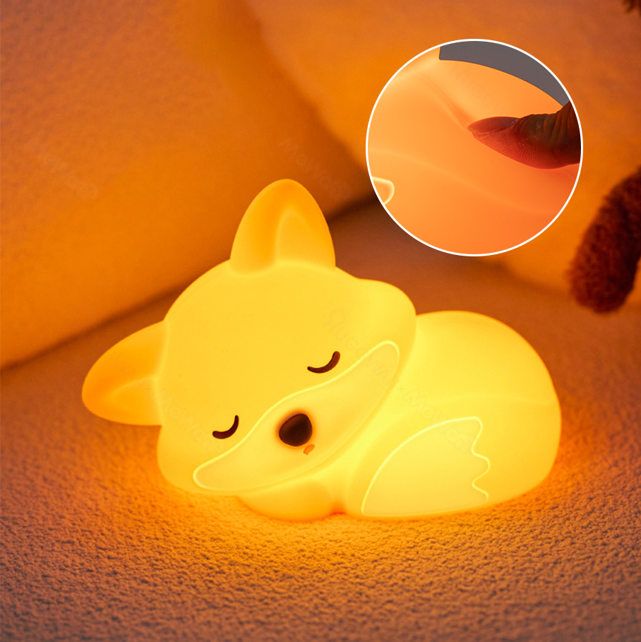 Vos Nachtlampje met Krullende Staart Silicone Squishy Dierontwerp Lamp Perfect Cadeau