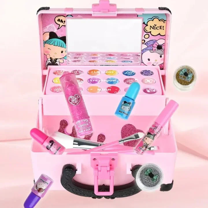 Prinsessen Make-up Speelset voor Kinderen - Veilige, Niet-Toxische Cosmetica Kit met Lippenstift & Oogschaduw