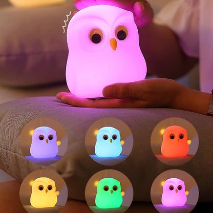 Squishy Silicone Kleine Uil LED Nachtlamp - Perfect Cadeau voor Kinderen en Meisjes