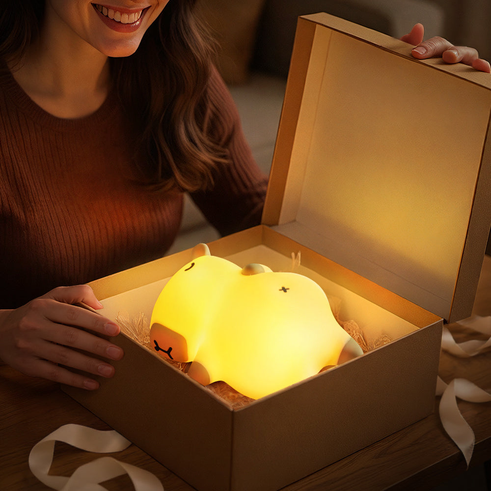 Slaapende Capybara Ademende Squishy Siliconen Compaan Geluid LED Nachtlamp Perfect Cadeau