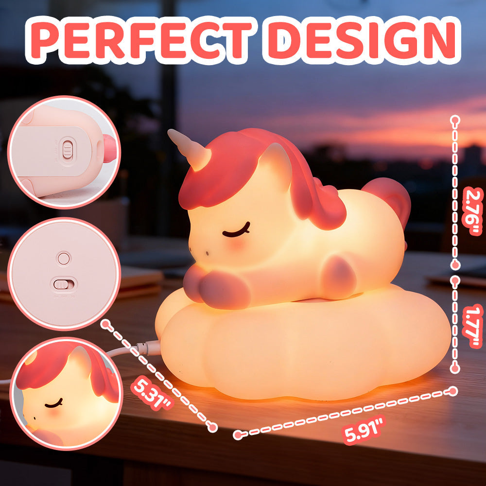 Eenhoorn Cloud Draadloze Oplading 2 IN 1 Siliconen Knijp Nachtlamp Perfect Cadeau