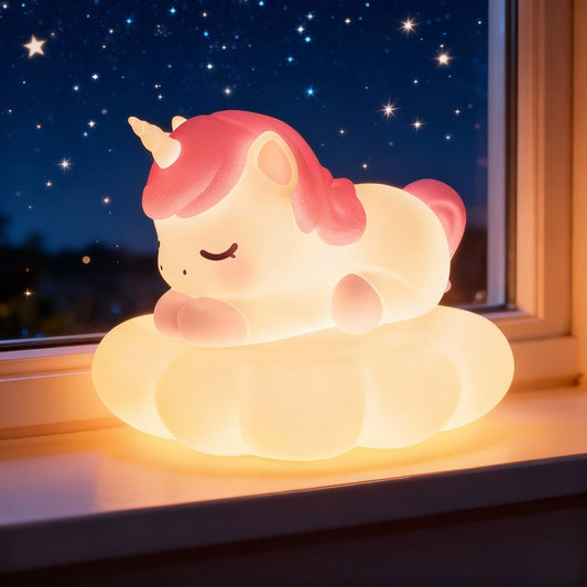 Eenhoorn Cloud Draadloze Oplading 2 IN 1 Siliconen Knijp Nachtlamp Perfect Cadeau