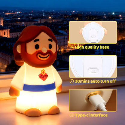 Jezus Vredige Spirituele Siliconen Squishy Nachtlampje Gebedshoek Heilige Figurenlamp voor Perfect Cadeau