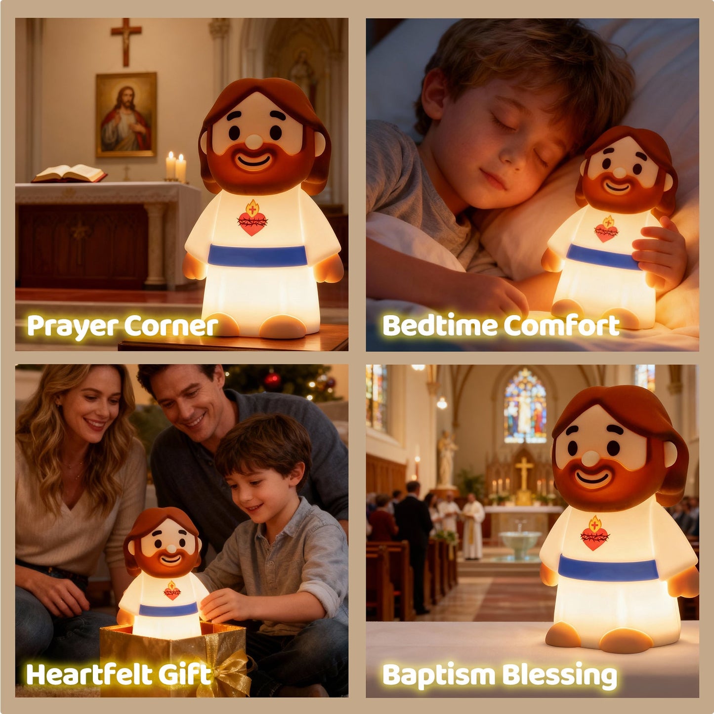 Jezus Vredige Spirituele Siliconen Squishy Nachtlampje Gebedshoek Heilige Figurenlamp voor Perfect Cadeau