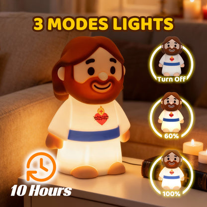 Jezus Vredige Spirituele Siliconen Squishy Nachtlampje Gebedshoek Heilige Figurenlamp voor Perfect Cadeau