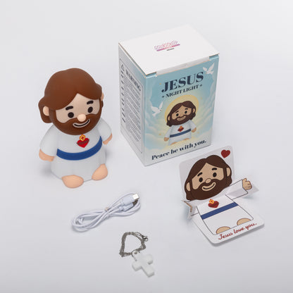 Jezus Vredige Spirituele Siliconen Squishy Nachtlampje Gebedshoek Heilige Figurenlamp voor Perfect Cadeau