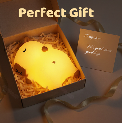 Slaapende Capybara Ademende Squishy Siliconen Compaan Geluid LED Nachtlamp Perfect Cadeau