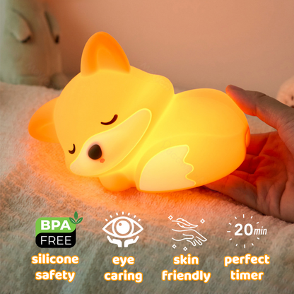 Vos Nachtlampje met Krullende Staart Silicone Squishy Dierontwerp Lamp Perfect Cadeau