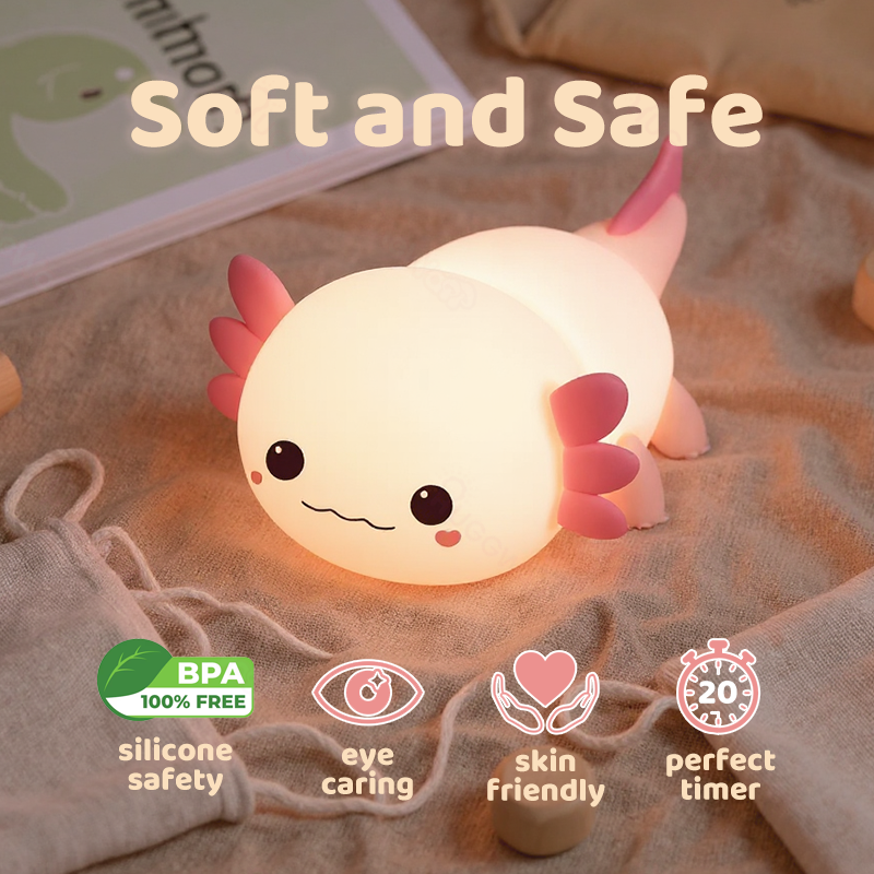 Axolotl Schattige Squishy Nachtlamp - Perfect Cadeau 🎁