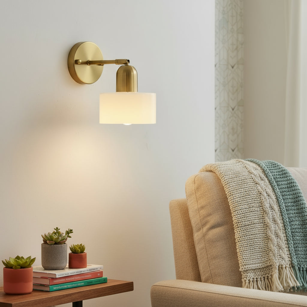 Bauhaus Wandlamp met Gekleurd Glas