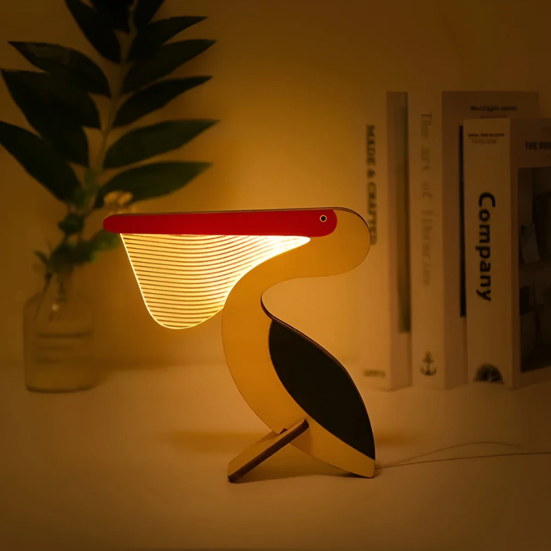 Noordse Houten Dier LED Tafellamp Sculpturaal Ontwerp