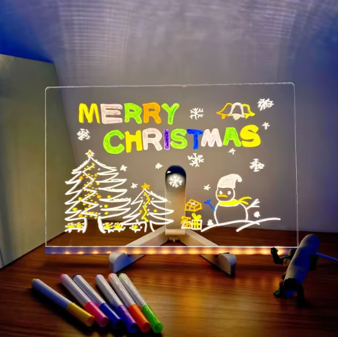 Heldere LED Acryl Berichtenbord - Uitschrijfbaar USB Tekenbord voor Kinderen, Perfect voor Verjaardagscadeaus & Barreclame