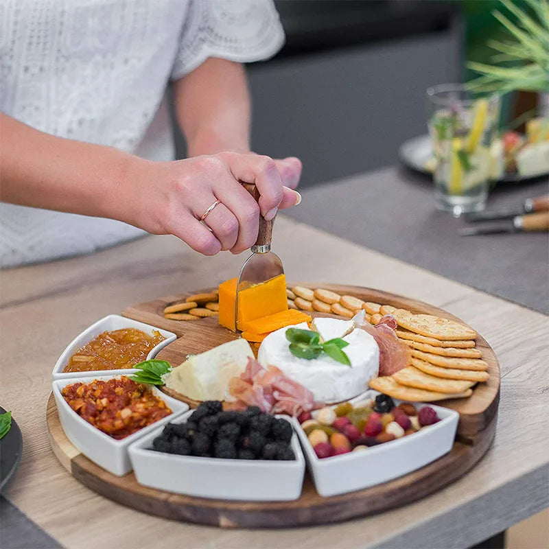 LuxeServe – Elegante Kaasplank en Messen Set voor Feestelijke Presentaties