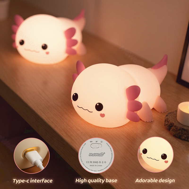 Axolotl Schattige Squishy Nachtlamp - Perfect Cadeau 🎁