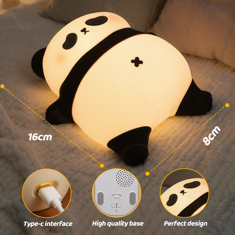 Napping Panda Ademend Squishy Silicone Compaan Geluid LED Nachtlamp Perfect Cadeau