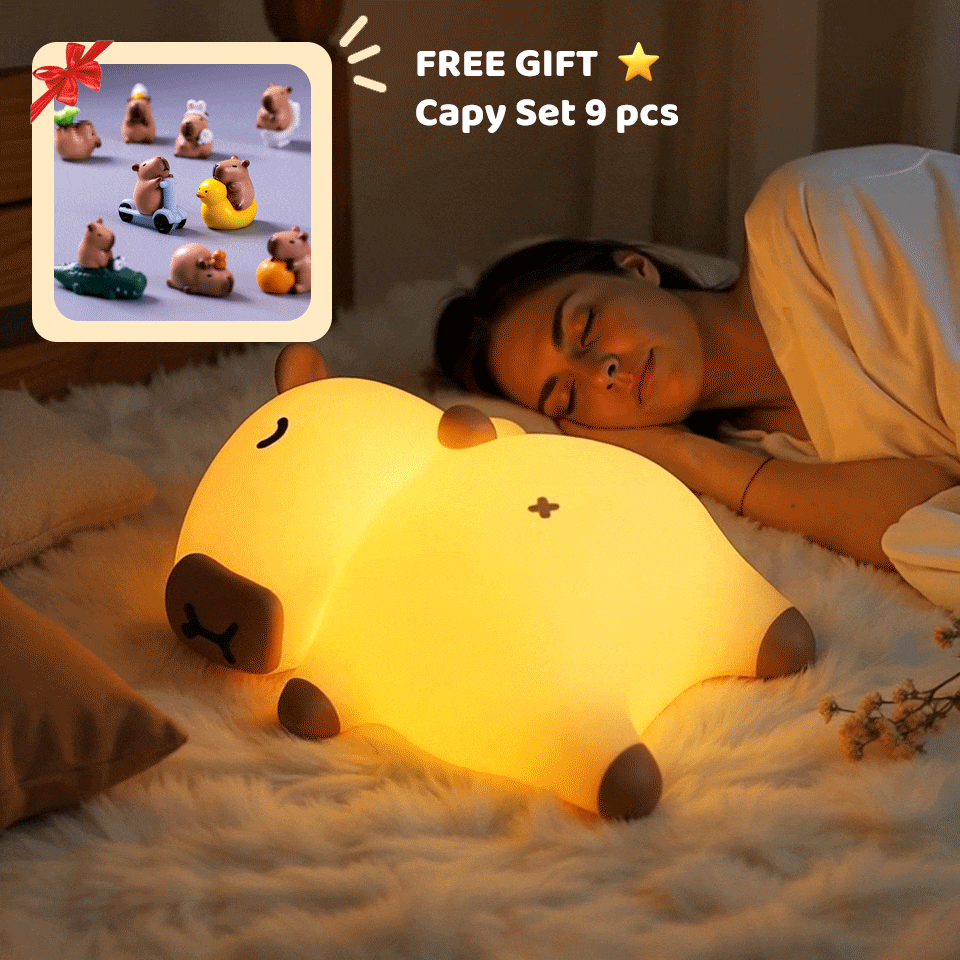 Slaapende Capybara Ademende Squishy Siliconen Compaan Geluid LED Nachtlamp Perfect Cadeau