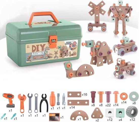 BUILDMASTER – 100-delige gereedschapsset voor creatieve kinderen vanaf 3 jaar