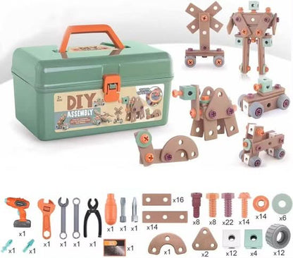 BUILDMASTER – 100-delige gereedschapsset voor creatieve kinderen vanaf 3 jaar