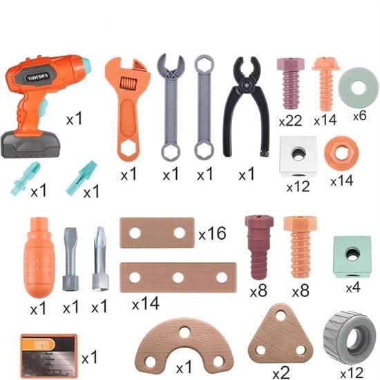 BUILDMASTER – 100-delige gereedschapsset voor creatieve kinderen vanaf 3 jaar
