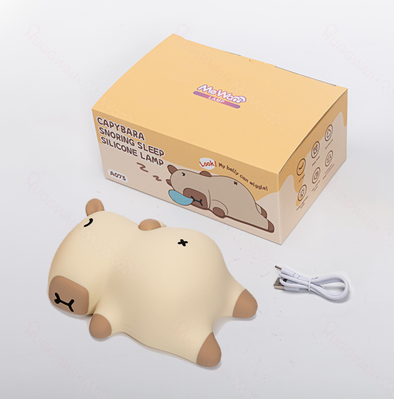Slaapende Capybara Ademende Squishy Siliconen Compaan Geluid LED Nachtlamp Perfect Cadeau