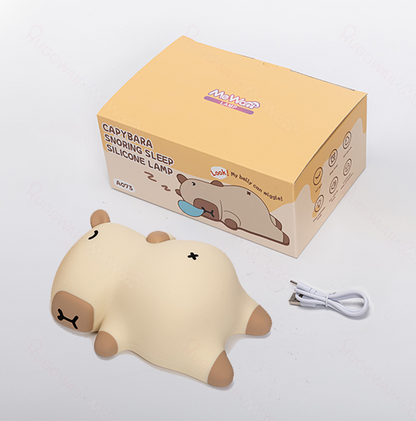 Slaapende Capybara Ademende Squishy Siliconen Compaan Geluid LED Nachtlamp Perfect Cadeau