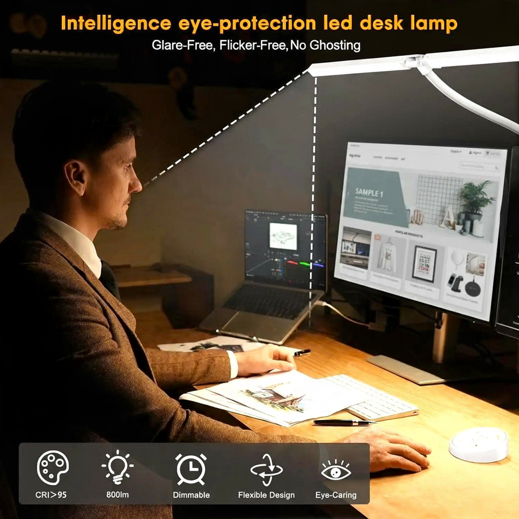 Dubbele Kop Gooseneck LED Bureaulamp