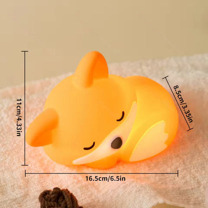 Vos Nachtlampje met Krullende Staart Silicone Squishy Dierontwerp Lamp Perfect Cadeau