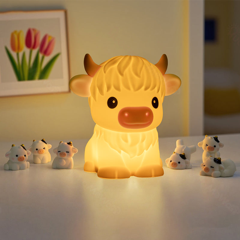 Hoogland Koe Silicone Squishy LED Nachtlamp - Perfect Cadeau voor Kinderen en Meisjes