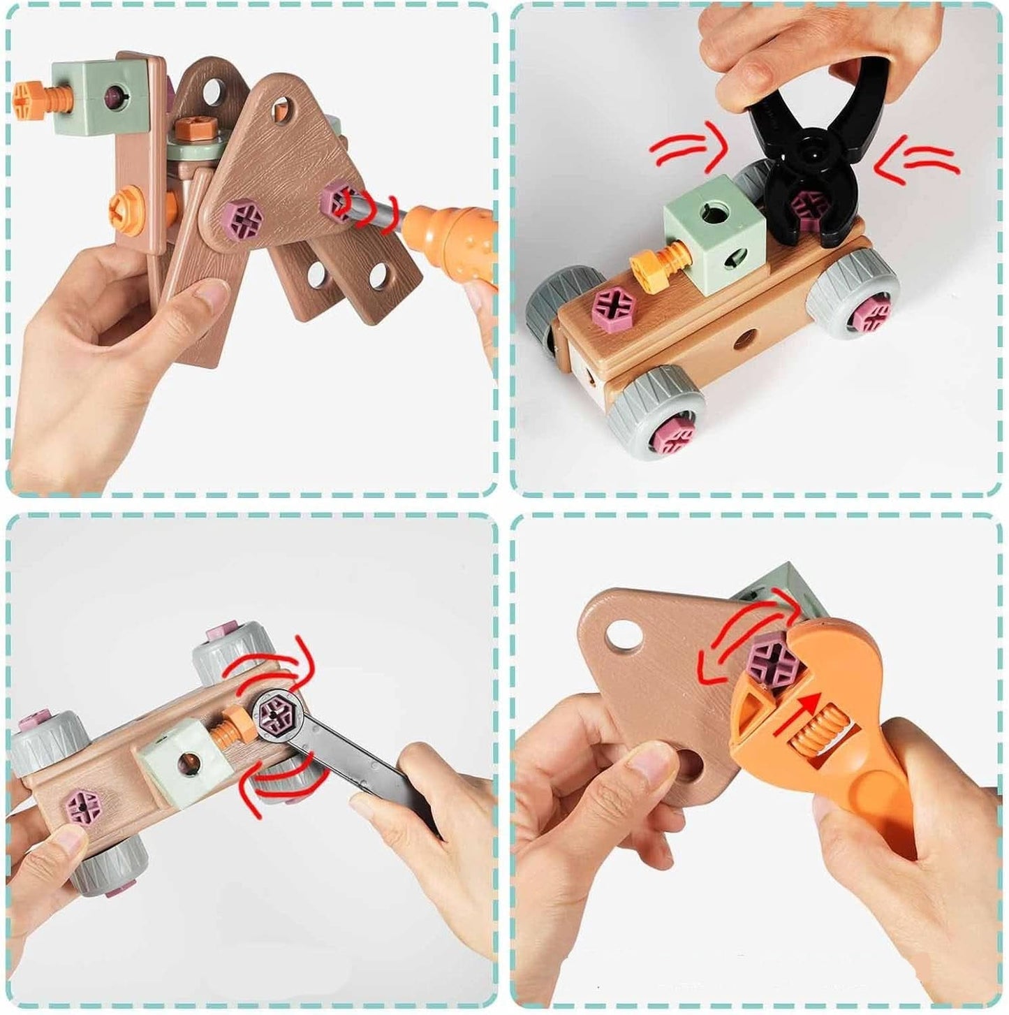 BUILDMASTER – 100-delige gereedschapsset voor creatieve kinderen vanaf 3 jaar