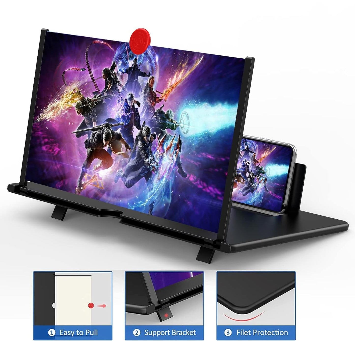 Telefoon Scherm Vergroter 12 Inch Vouwbaar Batterij Vrije Kijkversterker Voor Films Video's En Gaming Terug Naar School 2025