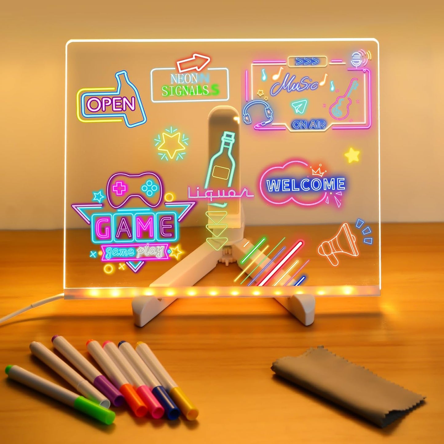 Heldere LED Acryl Berichtenbord - Uitschrijfbaar USB Tekenbord voor Kinderen, Perfect voor Verjaardagscadeaus & Barreclame