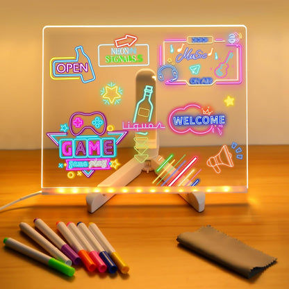 Heldere LED Acryl Berichtenbord - Uitschrijfbaar USB Tekenbord voor Kinderen, Perfect voor Verjaardagscadeaus & Barreclame