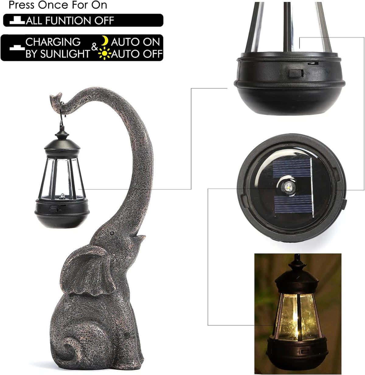 Betoverende Olifant Zonne Lamp