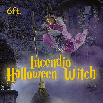 6-Foot Vliegende Heks Halloween Tuindecoratie – Angstaanjagend Buitenkunstwerk met Zweefeffect, Eenvoudige Opstelling